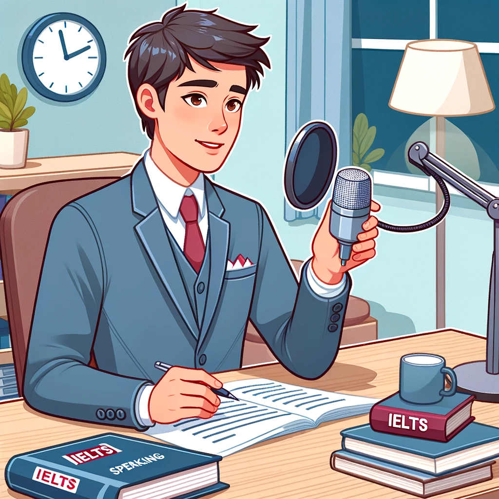 A person practicing IELTS speaking topics with confidence and determination.